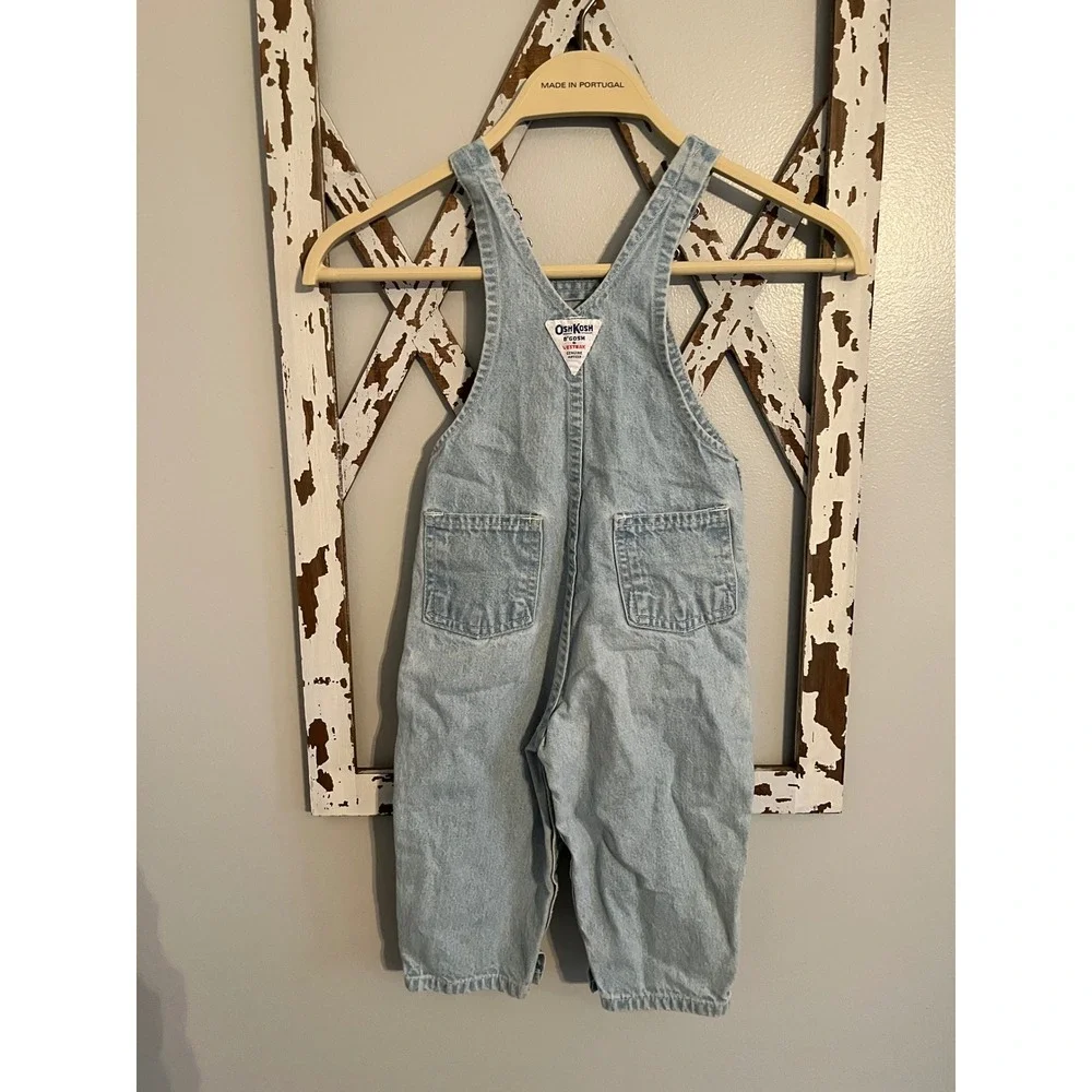 Vintage OshKosh B'Gosh Vestbak Overalls Baby Size‎ 24M Made in USA Denim Bib 90s